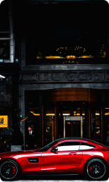 mercedes rojo de lado